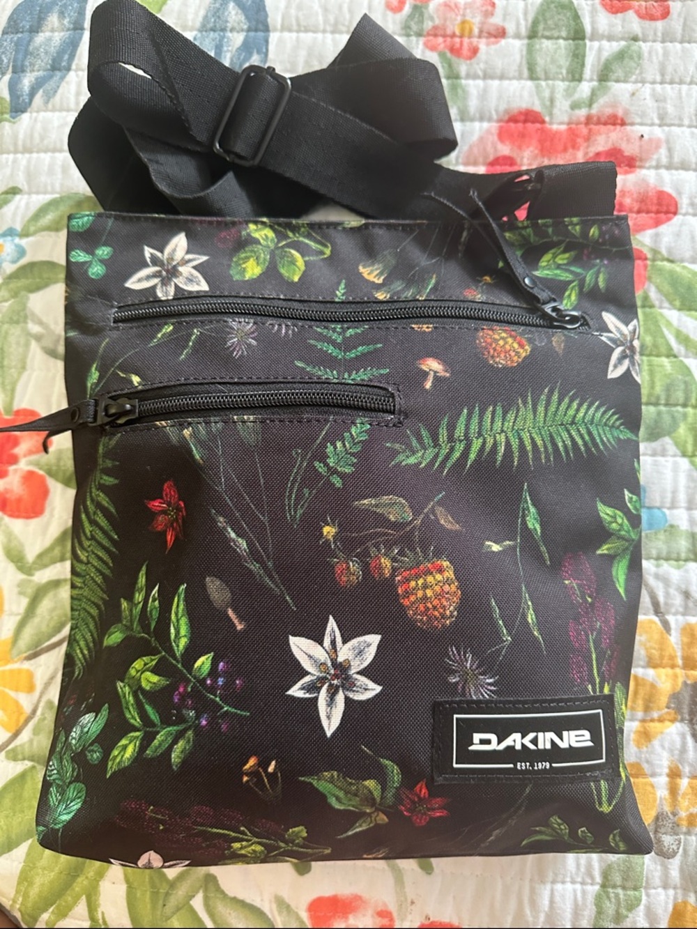 Dakine Black Floral Botanical Crossbody Bag